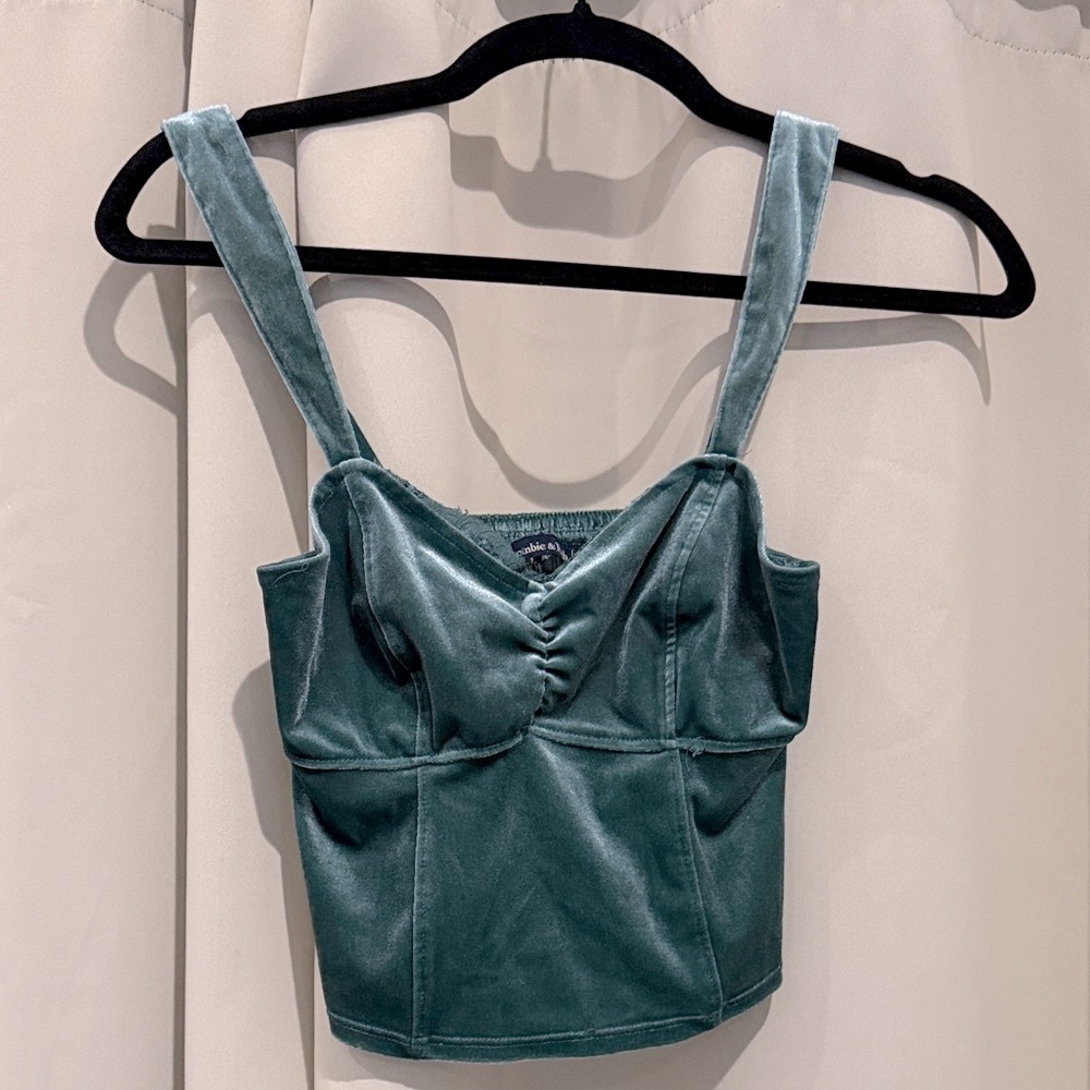 Abercrombie and Fitch Elegant Green Velvet Women's Top size XS Preloved